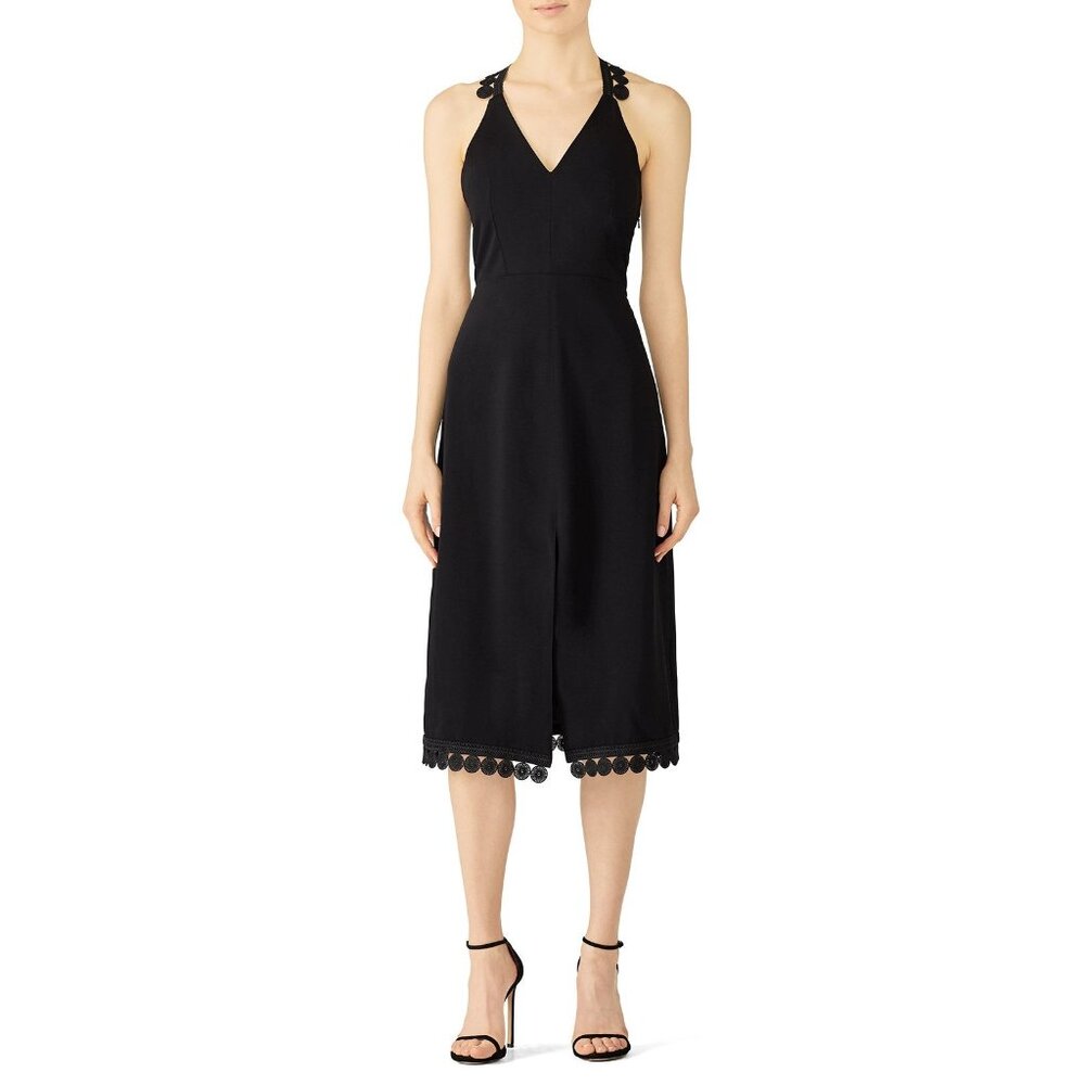 N12H Womens Royal Suite Black Sleeveless Dress Back Crisscross Straps size Small